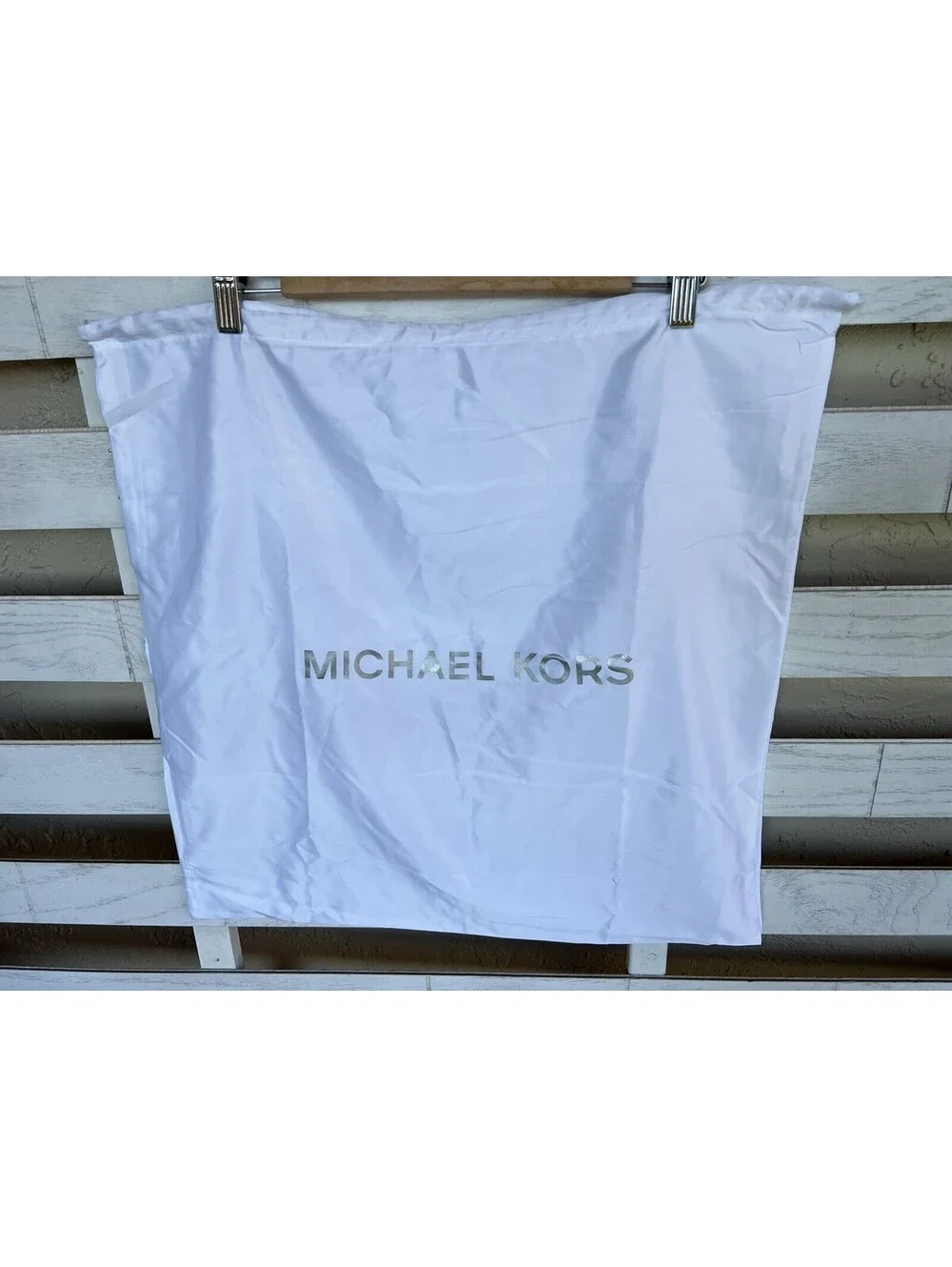 Michael Kors Large 18.5X18” Logo White Satin Drawstring Cover Dust Bag.